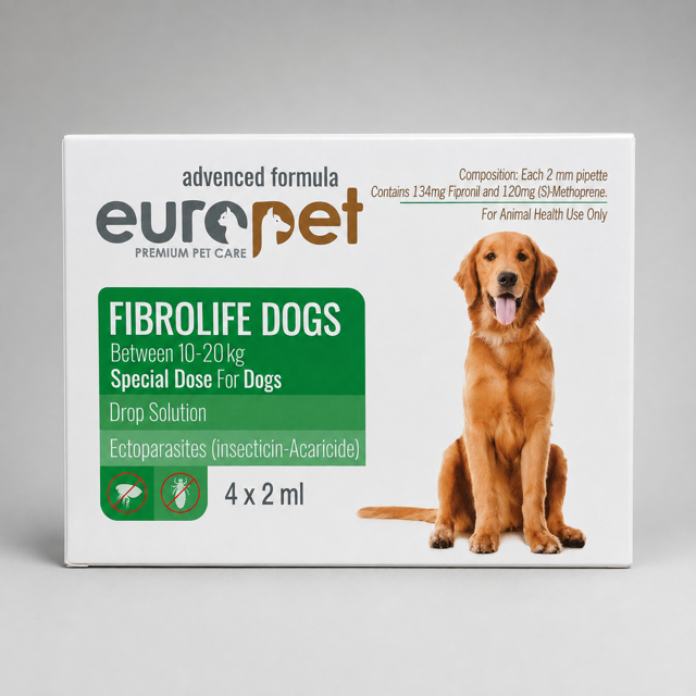 قطره ضد انگل خارجی سگ یوروپت Fibrolife Dogs مخصوص سگ ۱۰ تا ۲۰ کیلوگرم، 1 عدد