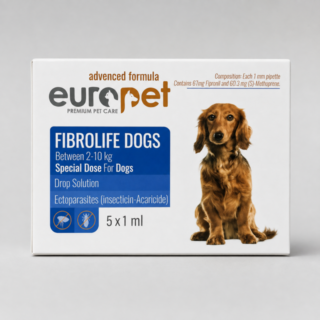 قطره ضد انگل خارجی سگ یوروپت Fibrolife Dogs مخصوص سگ ۲ تا ۱۰ کیلوگرم، 1 عدد