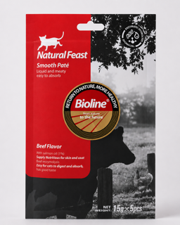 چاشنی غذا و بستنی گربه بایولاین Natural Feast Smooth Pate طعم گوشت گاو تک عددی