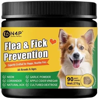مکمل جویدنی سگ N4P مدل Flea + Tick Prevention بسته ۹۰ عددی، وزن ۲۷۰ گرم