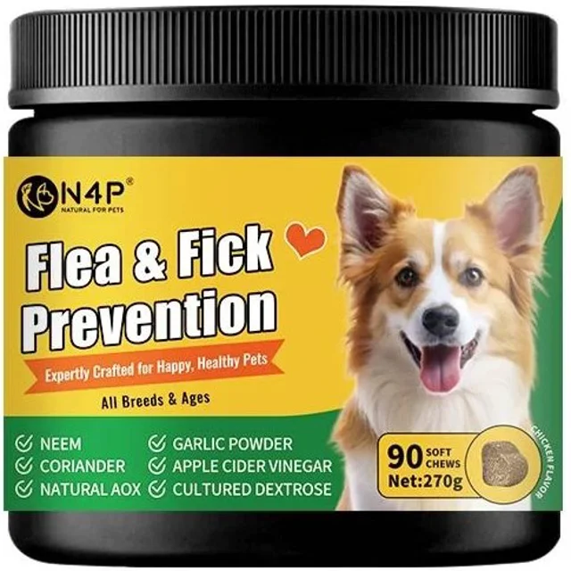 مکمل جویدنی سگ N4P مدل Flea + Tick Prevention بسته ۹۰ عددی، وزن ۲۷۰ گرم - تصویر محصول