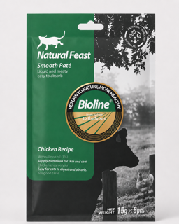 چاشنی غذا و بستنی گربه بایولاین Natural Feast Smooth Pate طعم مرغ تک عددی