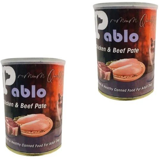 کنسرو سوپر پرمیوم سگ بالغ طعم مرغ و گوساله برند پابلو 430 گرمی