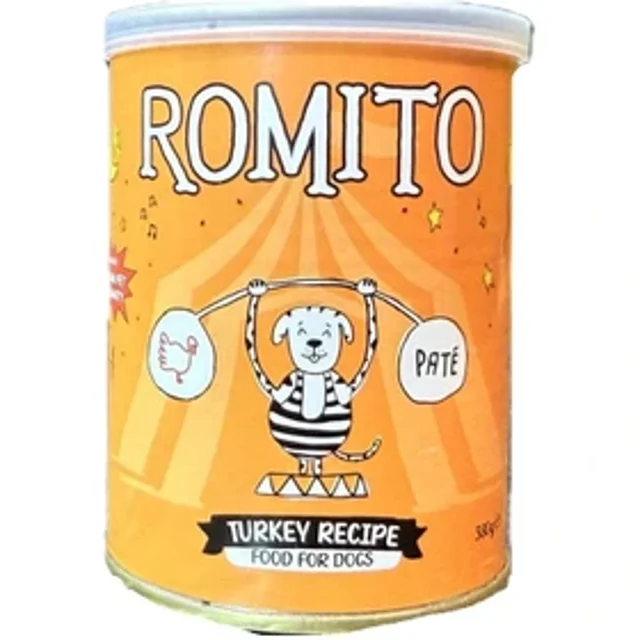 کنسرو غذای سگ رومیتو با طعم بوقلمون Romito dog pate food وزن 380 گرم