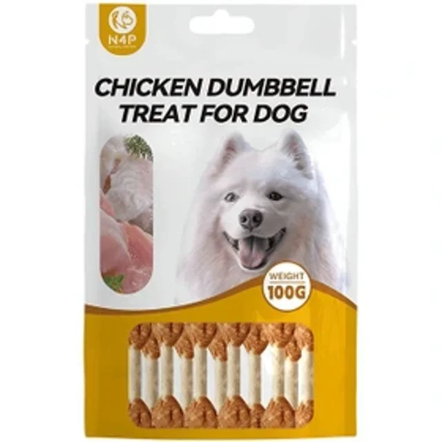تشویقی سگ N4P مدل دمبلی با طعم مرغ 100 گرمی | N4P Chicken Dumbbell Dog Treat 100g