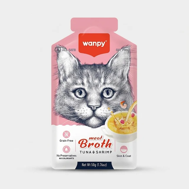 سوپ گربه ونپی مدل Meat Broth Tuna-Shrimp وزن 50 گرم - تصویر محصول