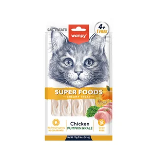 بستنی گربه ونپی مدل Creamy Treat Superfoods طعم مرغ، کدو و کلم بسته 5 عددی - تصویر محصول