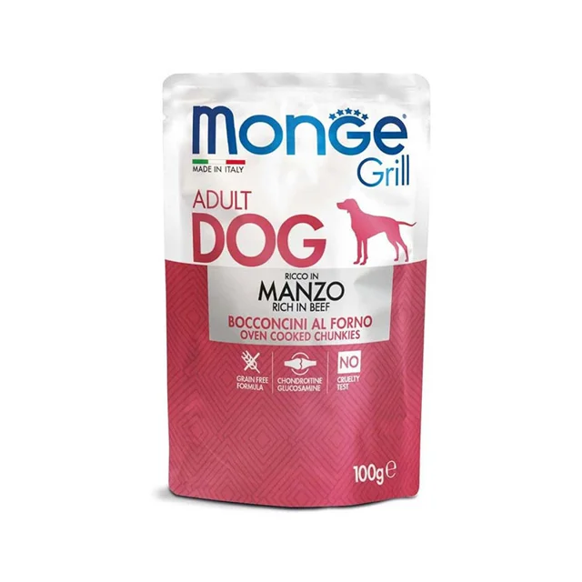 پوچ سگ مونژه مدل Monge Grill Adult با طعم گوشت گوساله وزن 100 گرم 101625509
