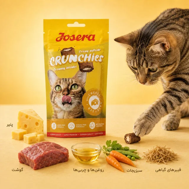 تشویقی گربه جوسرا مدل Crunchies طعم پنیری وزن 60 گرم 102569085