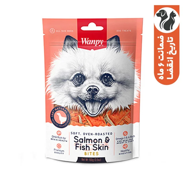 غذای تشویقی سگ ونپی مدل SALMON FISH SKIN BITES وزن 100 گرم 101714541