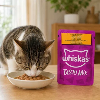 پوچ گربه بالغ ویسکاس مدل Tasty Mix طعم مرغ و بوقلمون وزن ۸۵ گرم 102576730