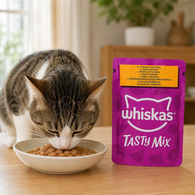 پوچ گربه بالغ ویسکاس مدل Tasty Mix طعم مرغ و بوقلمون وزن ۸۵ گرم 102576730