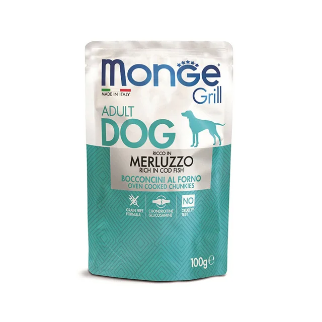 پوچ سگ مونژه مدل Monge Grill Adult طعم ماهی کاد وزن 100 گرم 101625483