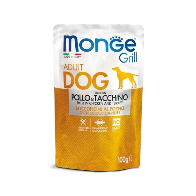 پوچ سگ مونژه مدل Monge Grill Adult با طعم مرغ و بوقلمون وزن 100 گرم 101625463