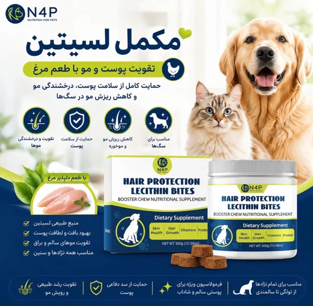 مکمل جویدنی محافظ پوست و موی سگ N4P حاوی لسیتین وزن ۳۰۰ گرم - تصویر محصول